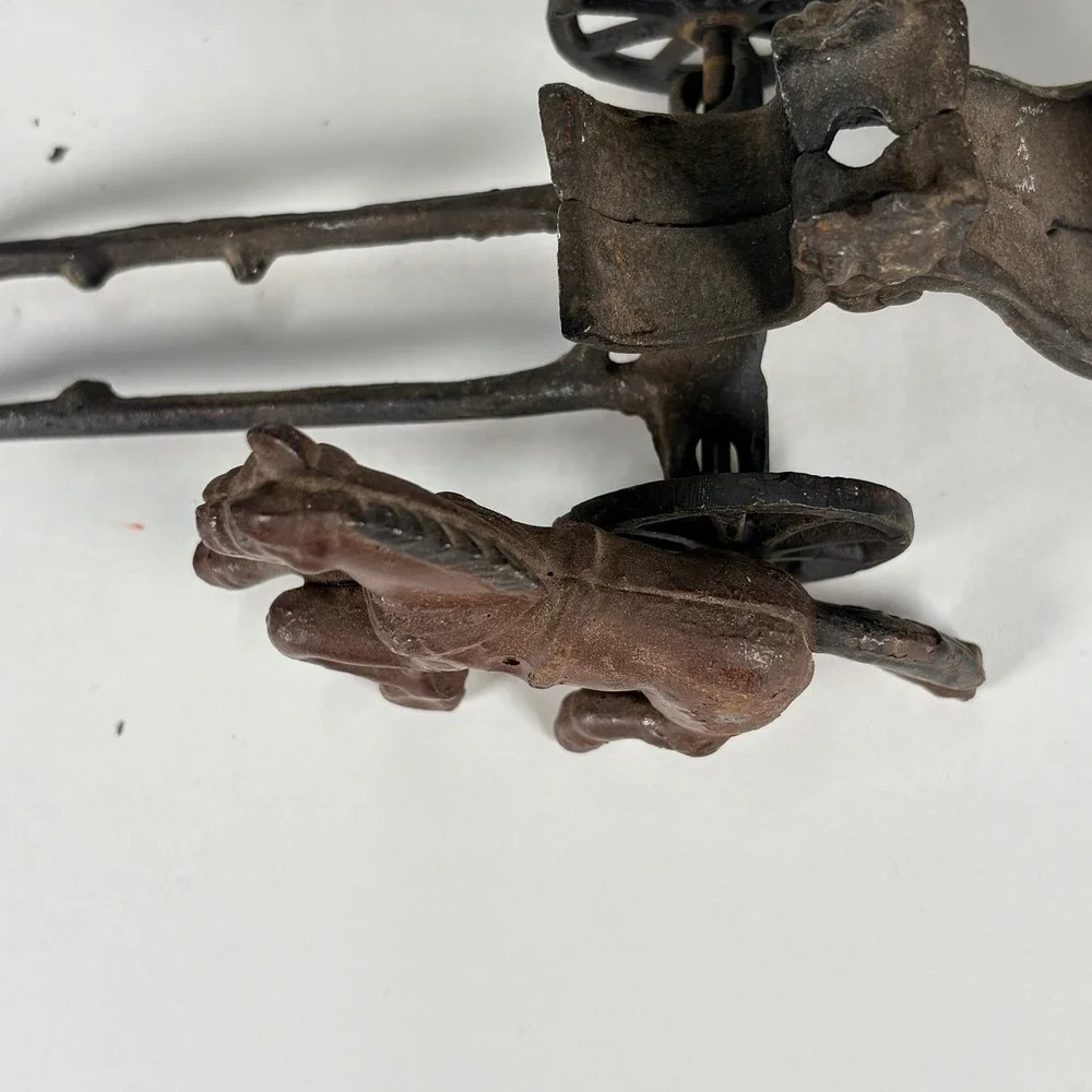 Vintage Cast Iron Horse Drawn Carriage Cab Toy Reproduction 3pc Set